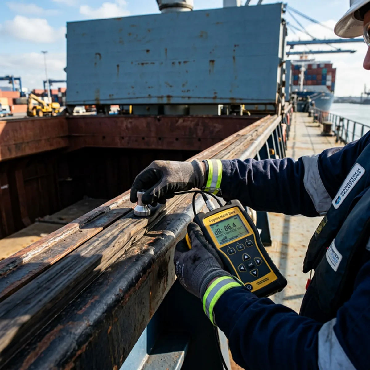 Hatch Cover Ultrasonic Testing performed by Leon International Marine Engineers