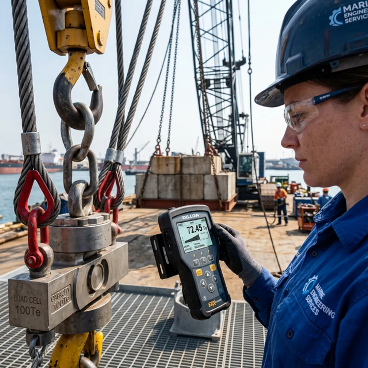 Marine Crane Load Testing performed by Leon International Marine Engineers